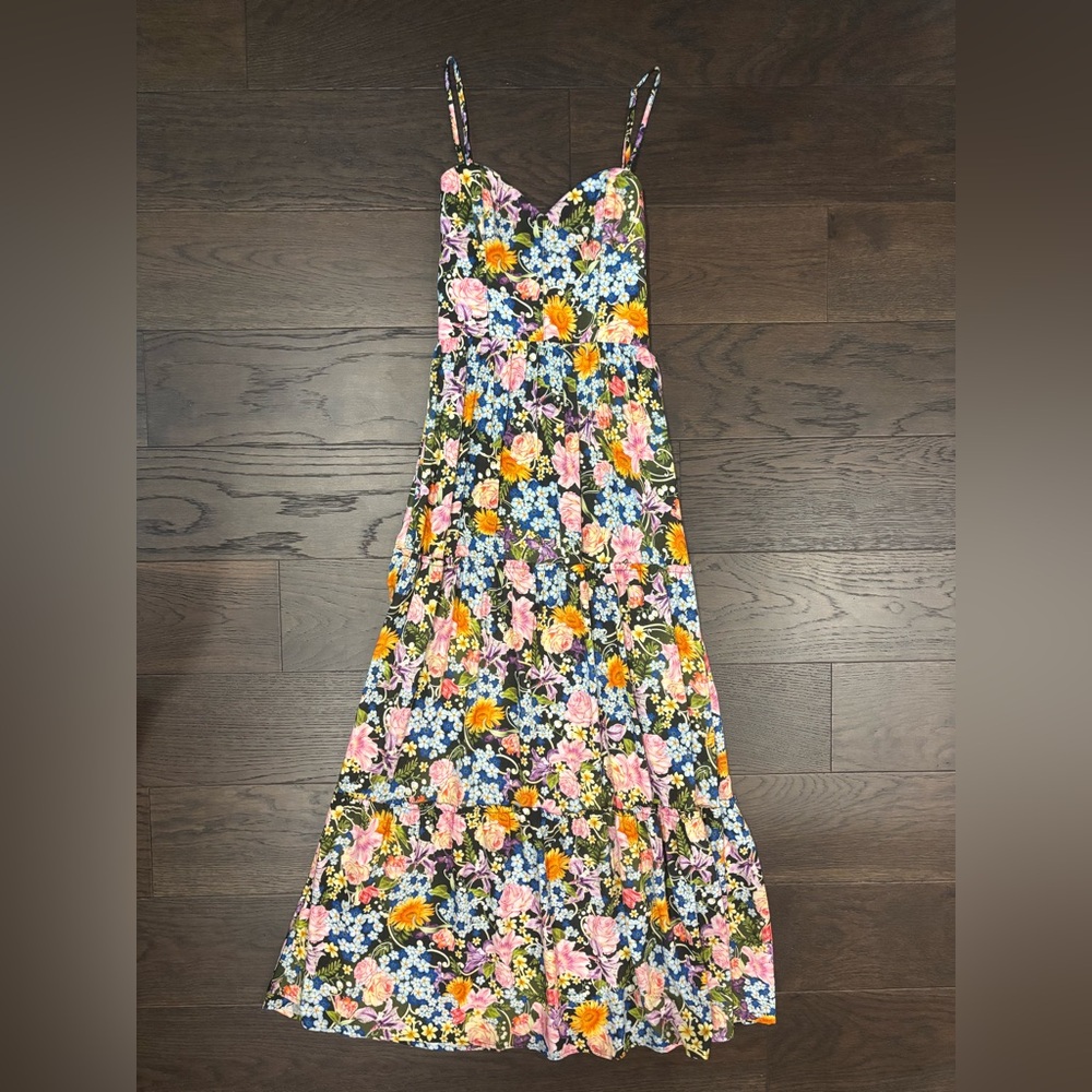 Agua Bendita floral beaded maxi dress, size small